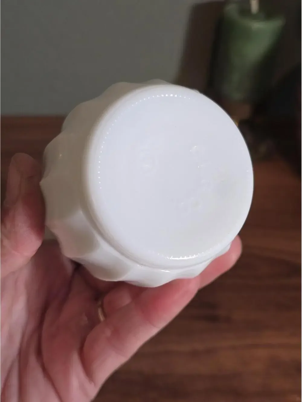 Vintage E.O. Brody Milk Glass Ribbed Melon Base Vase
